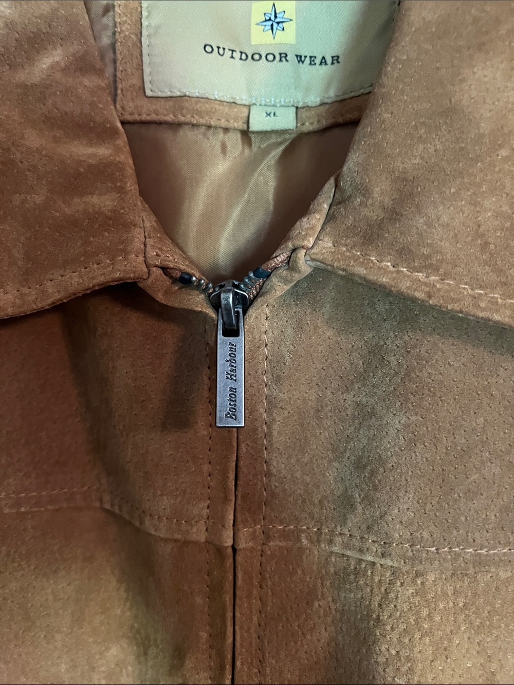 Boston Harbour Outdoor Wear Men's Suede Cognac Jacket Size XL - Picture 3 of 10